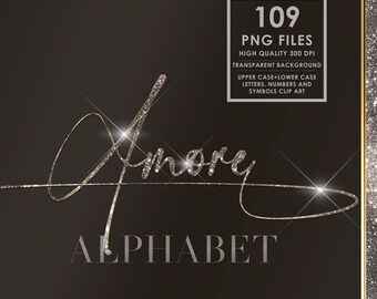 Glitter gouden alfabet png-illustraties, gouden chroomletters png, metallic alfabet, scriptletters, bladgoud, handtekening, glamour, digitale download