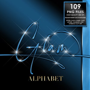 Glam Alphabet Clipart, Blue Chrome Alphabet PNG, Script letters Png, Cursive, Blue foil Alphabet Png, Glitter Letters Png, Digital download