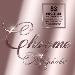 Clipart alfabeto corsivo cromato, alfabeto oro rosa PNG, Glitter, lamina, alfabeto glam, lettere cromate, alfabeto rosa, download digitale