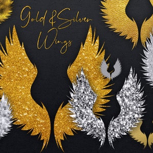 Angel wings png, Gold wings elements, Wings png, Digital Download Graphic Design, Wings clipart, Logo Background Png, Gold elements clipart