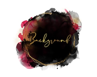 Watercolor Logo Background, Black Brush Stroke Clipart (Instant Download)