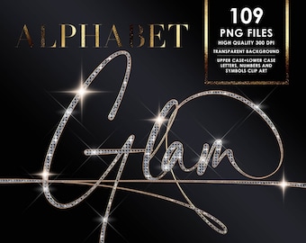 Diamond Alphabet Png Clipart, Script letters Png, Glitter Alphabet PNG, Glam letters, Diamond letters Png, Bling Alphabet, Digital download