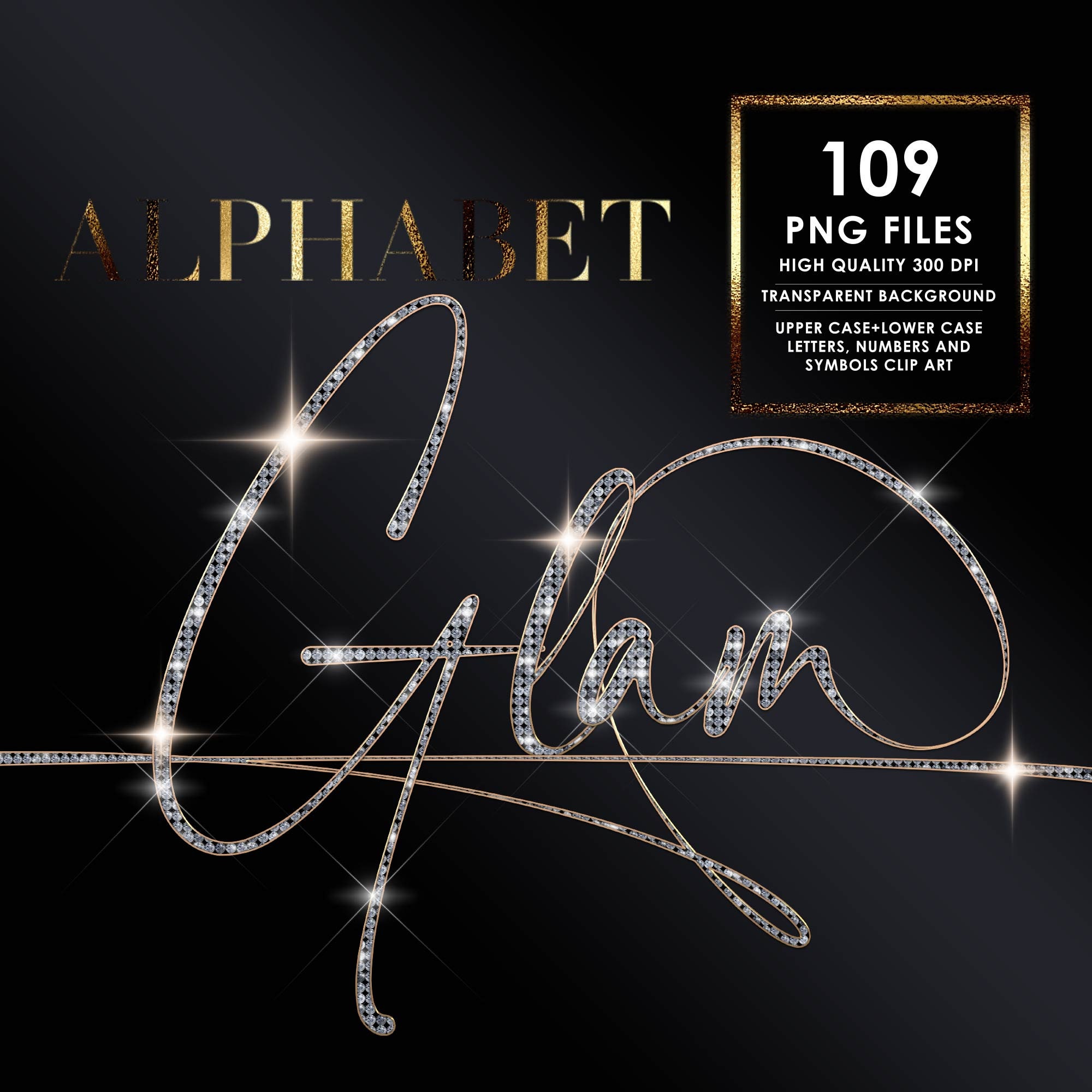 Diamond Alphabet Png Clipart, Script Letters Png, Glitter Alphabet PNG ...