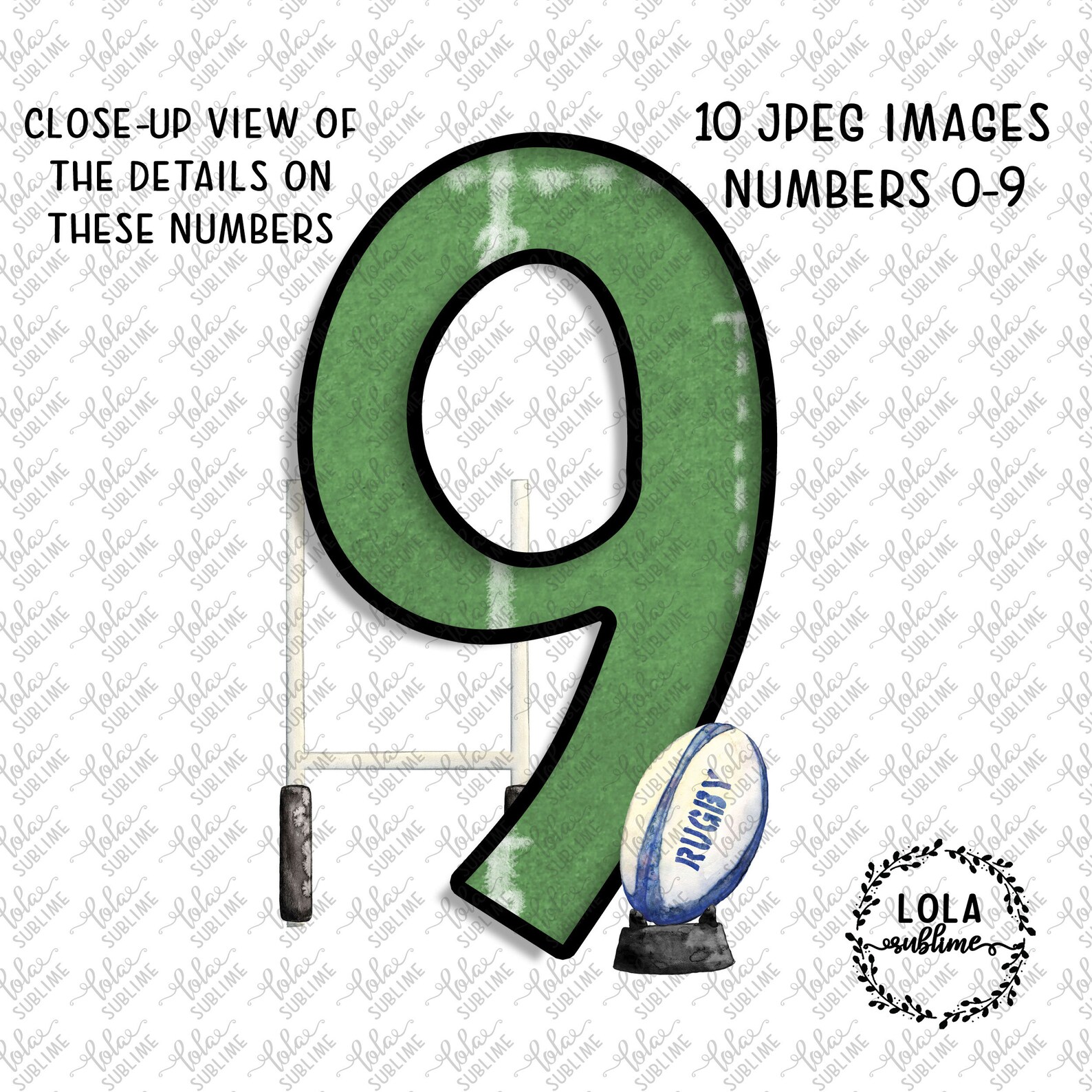 Cute Watercolor Rugby Number Design Boy Birthday PNG Etsy