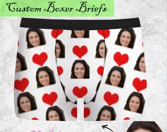 Custom Face Boxer Briefs, Gift For Husband, Valentines Gift For Him, Gift For Boyfriend, Custom Face Photo Underwear, Men Funny Underwear