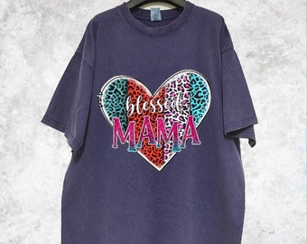 Blessed MAMA Shirt, Mother's Day Gift, 100% Cotton Washed Shirt, Custom Tshirt For Mama, Mothers Gift, Gift For Wife, Personalized Gifts