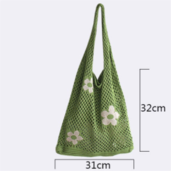 flower print crochet shopper bag
