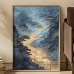 Literary Landscape Art Print: Surreal Mountain Scene, Gift for Writers