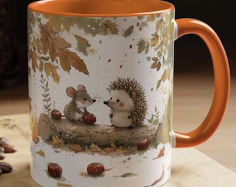Koffiemok herfstegel en muis - bosontwerp