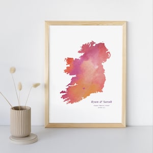 Personalisiertes Hochzeitsgeschenk - Individuell gefertigte Irland Landkarte A4 oder A5 | Verlobung, Lage Jahrestag Geschenk