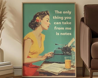 Retro Typewriter Art Print: Funny Writing Poster, Vintage Office Decor