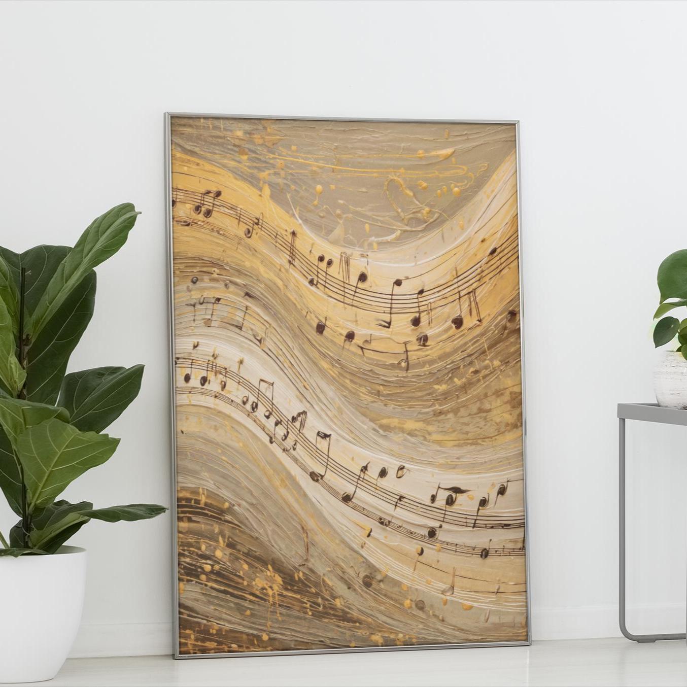 Calm Notes Abstract Musical Notes Art Print: Warm Gold Calm Motion Composition - Etsy