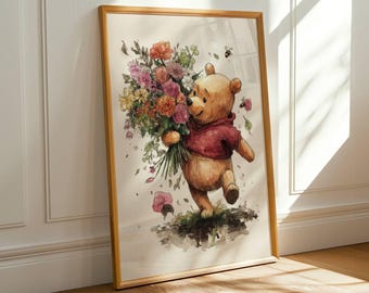 Winnie the Pooh Watercolor Art Print: Nursery or Kids Room Decor