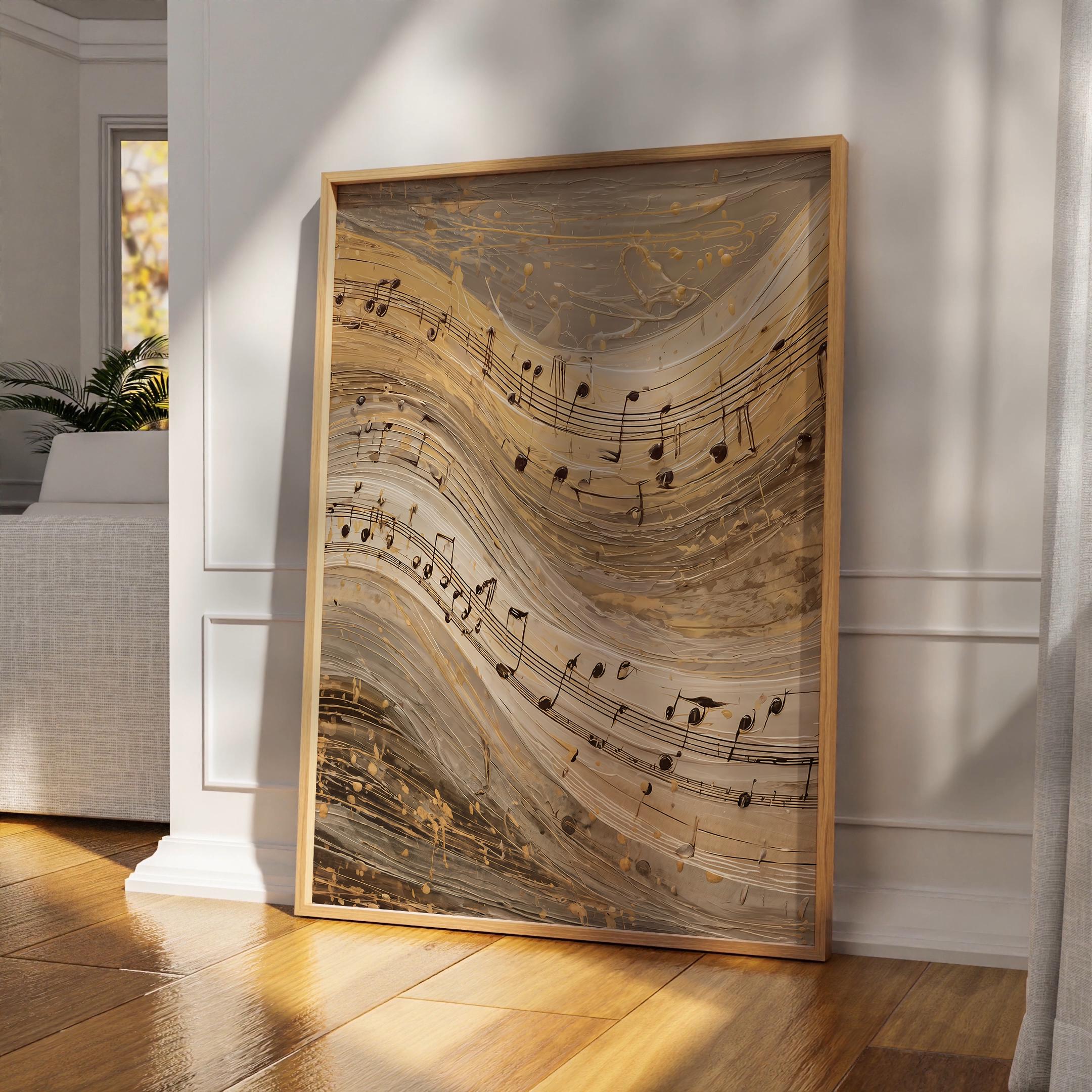 Calm Notes Abstract Musical Notes Art Print: Warm Gold Calm Motion Composition - Etsy