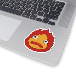 Sticker Calcifer Fire Demon Kiss Cut Sticker Studio Ghibli Howls Moving Castle Design for Laptop Journal or Gift Fun Anime Vinyl Decoration