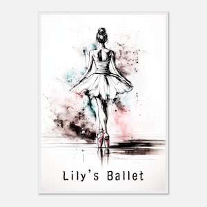 Personalised Ballet Dancer Print for Girls Custom Name Gift for Young Ballerina or Dance Studio Room Decor Present Ballet Lover