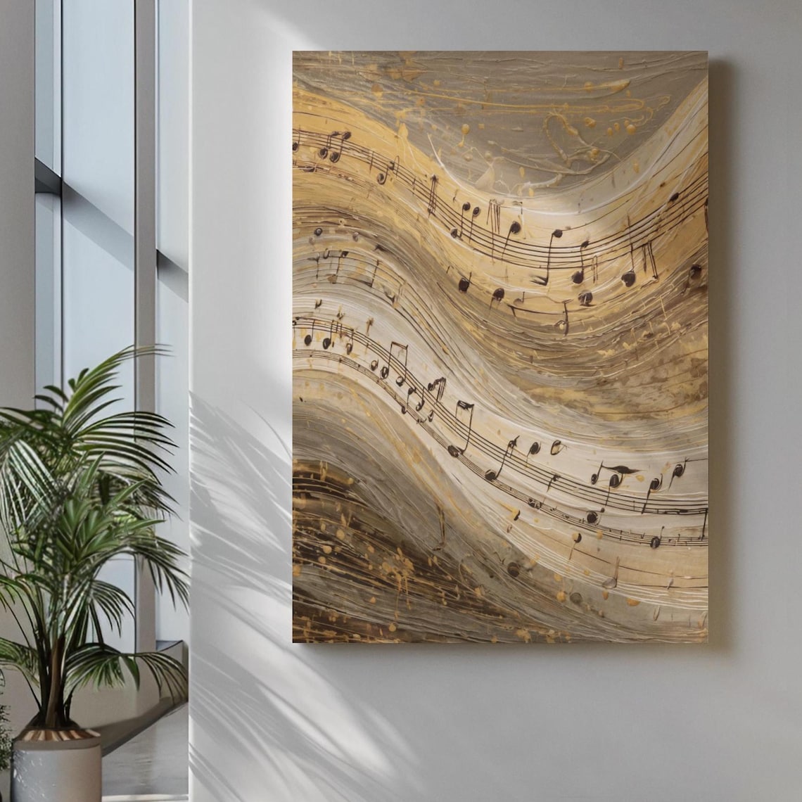 Calm Notes Abstract Musical Notes Art Print: Warm Gold Calm Motion Composition - Etsy