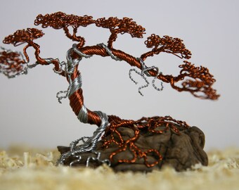 Проволочная скульптура, дерево бонсай, медь и алюминий