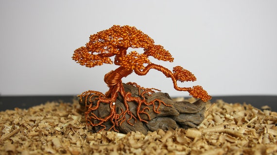 Bonsai tree aluminum wire sculpture