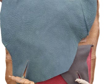 Artistic colorful leather handbag. Handmade