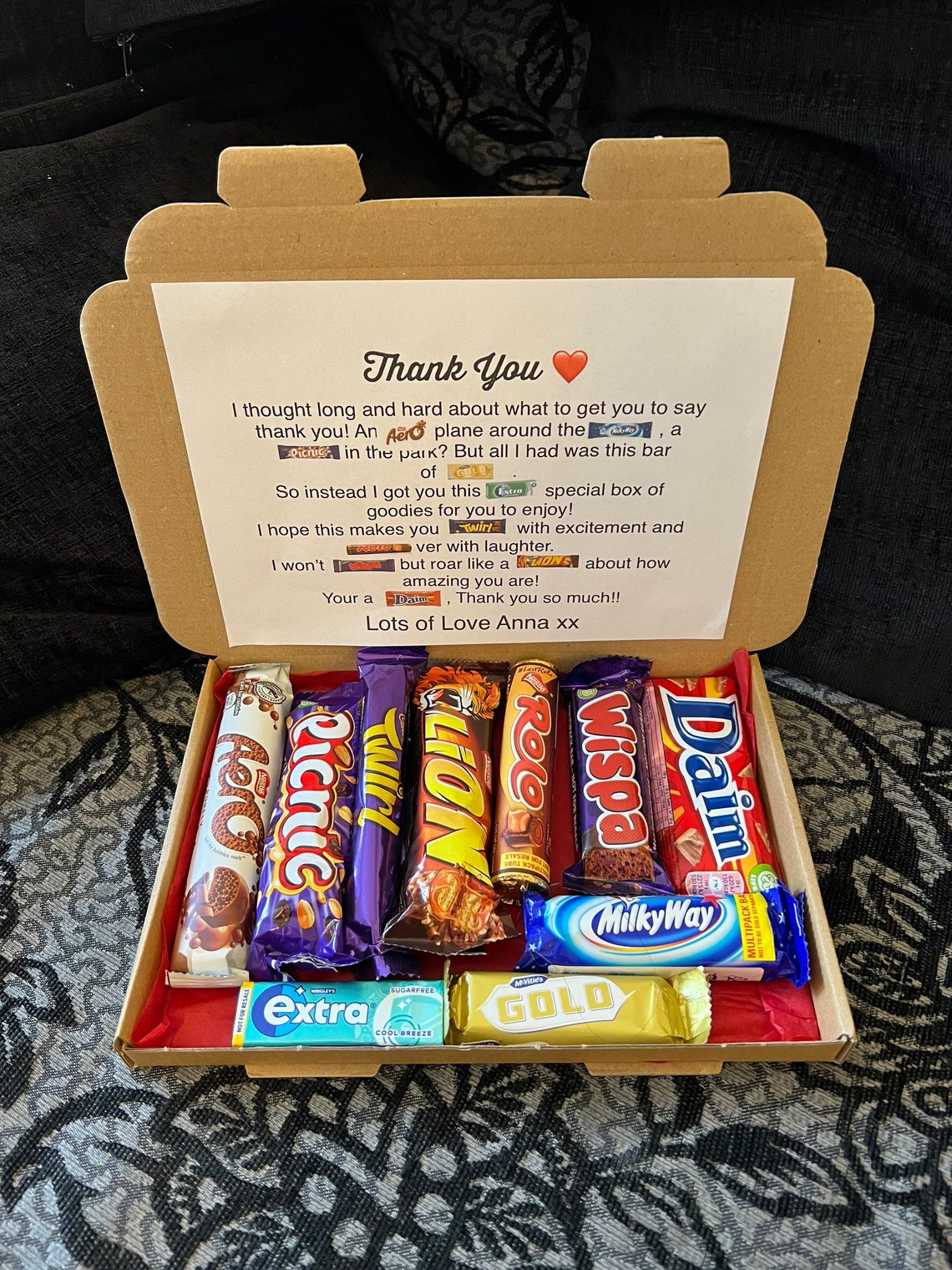 Thank You Chocolate Poem Box Etsy UK