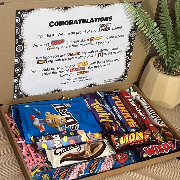 Congratulation/ Well done chocolate poem box- great for graduation/ new job/ exams/ driving test/ promotion