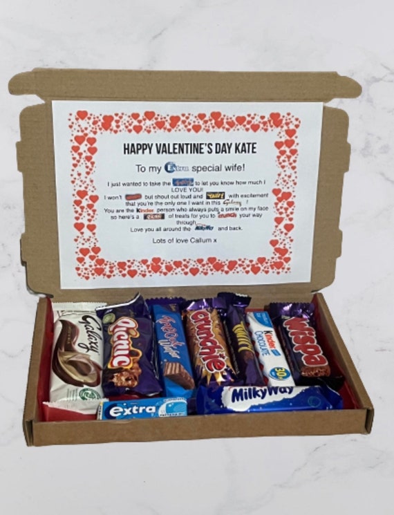 Personalised Valentine Cute Chocolate Poem Gift for Him Her Chocolate  Selection Gift Box Hamper Unique Treat 