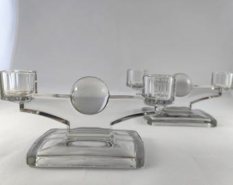 BOHO-ART-DECO glazen kandelaars vintage set (2)
