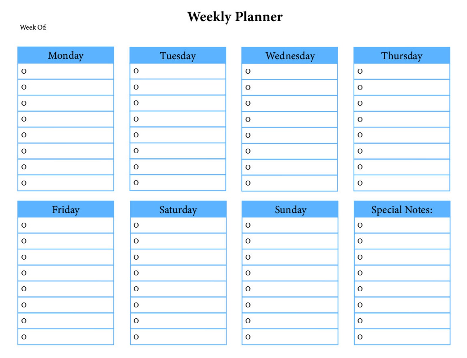 Light Blue/ Weekly Planner/ Printable | Etsy