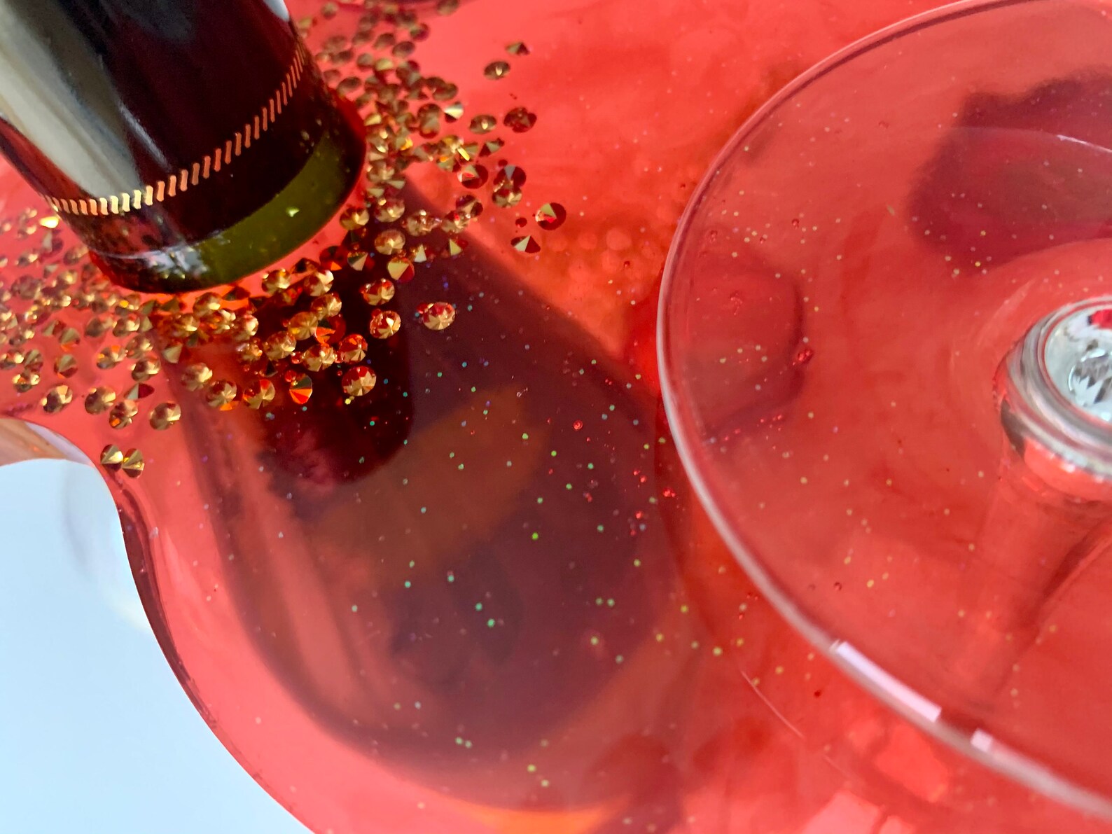 Unique wine bottle stand made of epoxy resin with 2 glasses Etsy