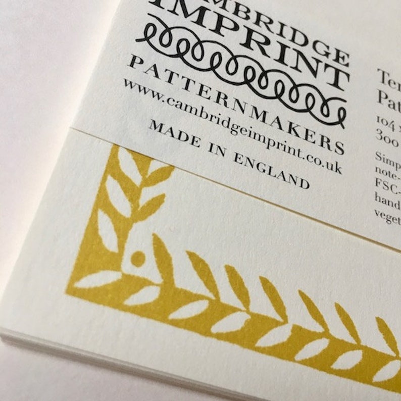 Ten Blank Cards with Patterned Border in Tumeric