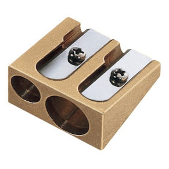 M+R Brass Round Double-Hole Pencil Sharpener – Precision For Standard & Jumbo Pencils