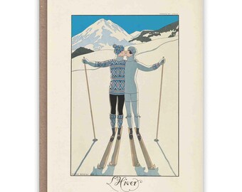 Greeting Card WINTER SKIERS