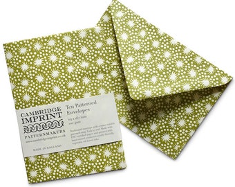 Packet of Ten Patterned Envelopes Animalcules Bawden Green