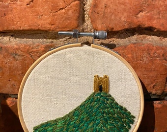 Glastonbury Tor embroidery hoop