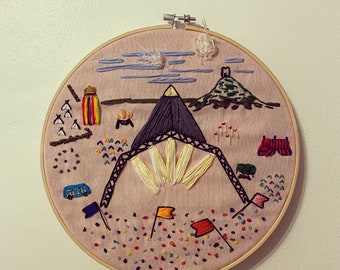 Glastonbury inspired embroidery hoop