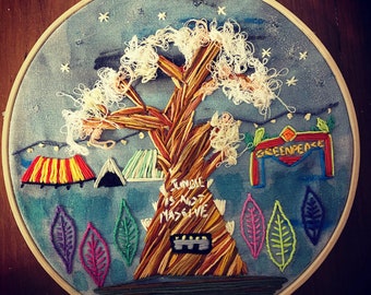 Glastonbury Festival inspired embroidery hoop