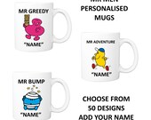 Mr Men personalised mug. Mr Man. Coffee Tea Mug. Add your Name.