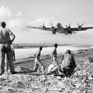 B-29 Superfortress lifts off from Saipan  WW2 PHOTO