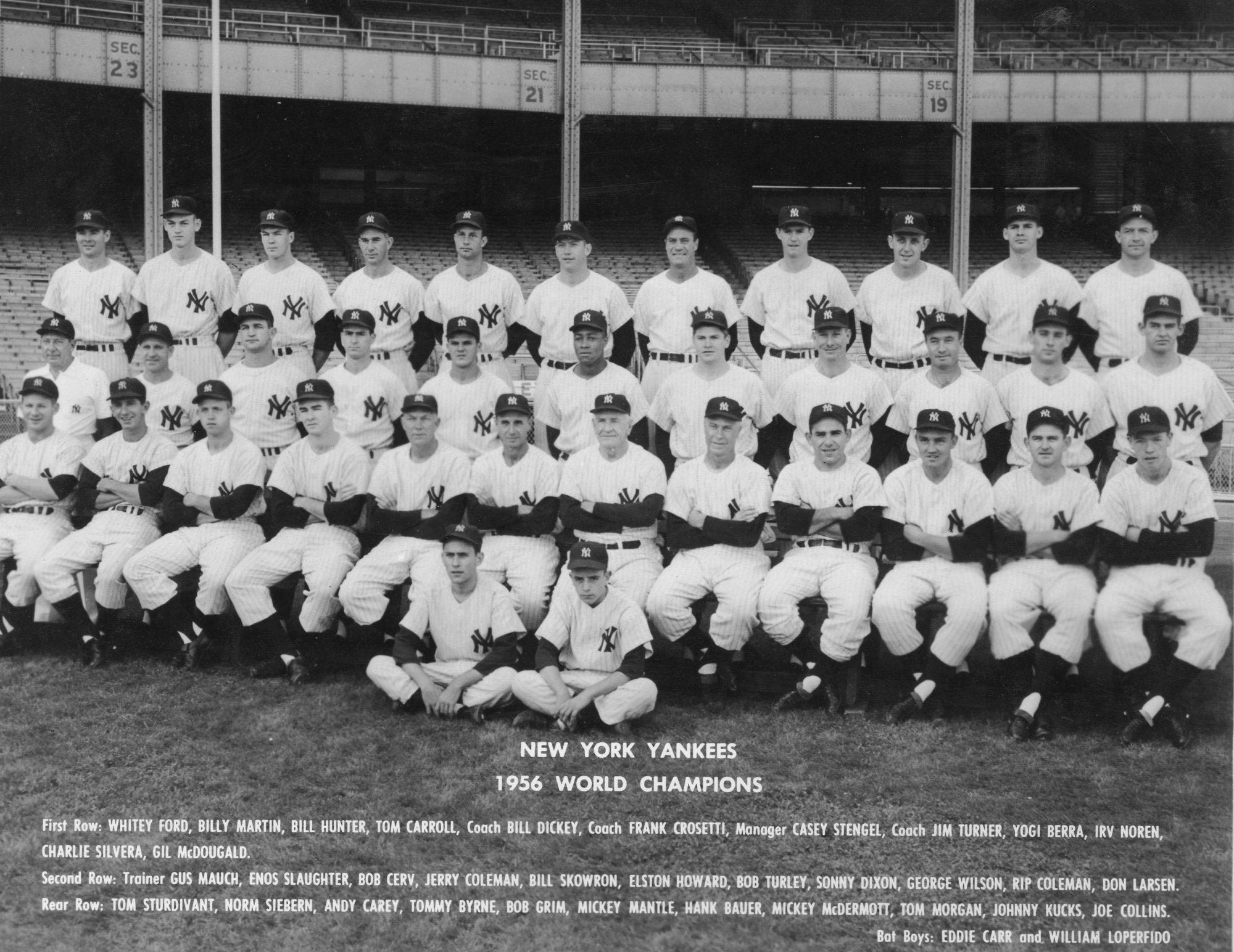 1956 World Champion NEW YORK YANKEES Team Photo