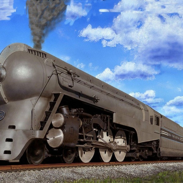 NEW YORK CENTRAL Commodore Vanderbilt Streamline Railroad Color Tinted Photo