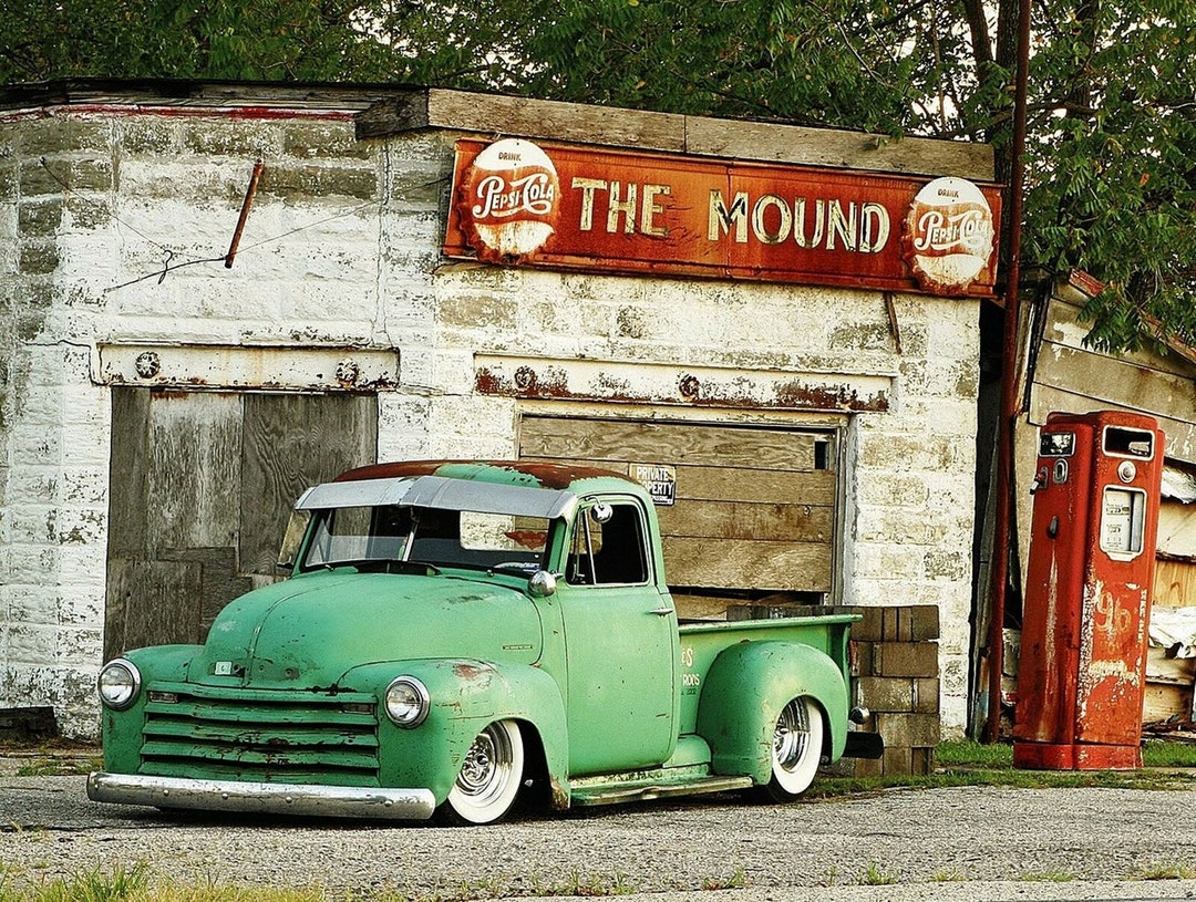 Vintage GAS STATION & Chevy Truck PHOTO Pepsi Signing Etsy