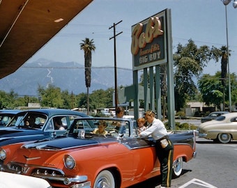1956 BOB&#39;S BIG BOY Drive In Restaurant Photo Old Cars