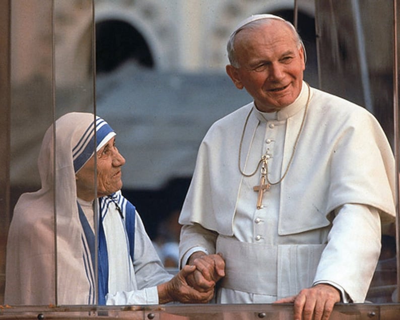 Mother TERESA & Pope JOHN PAUL Candid Vatican Photo image 1