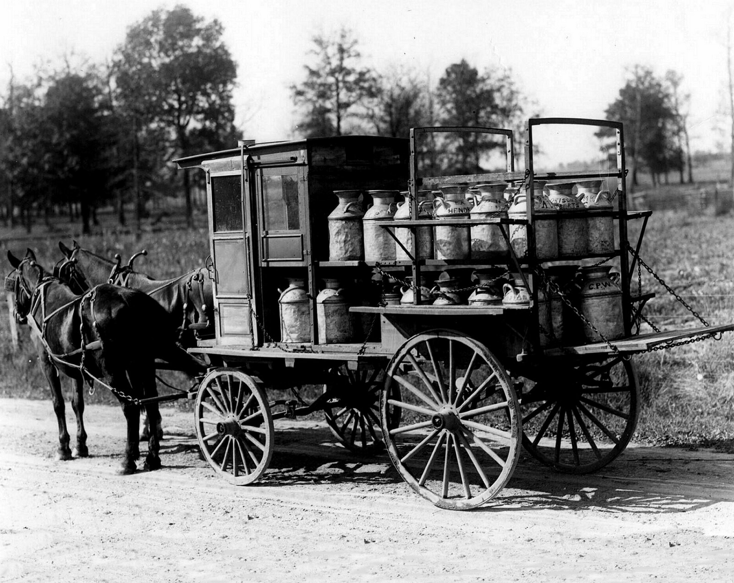 1900s HORSE Drawn MILK WAGON Photo Etsy