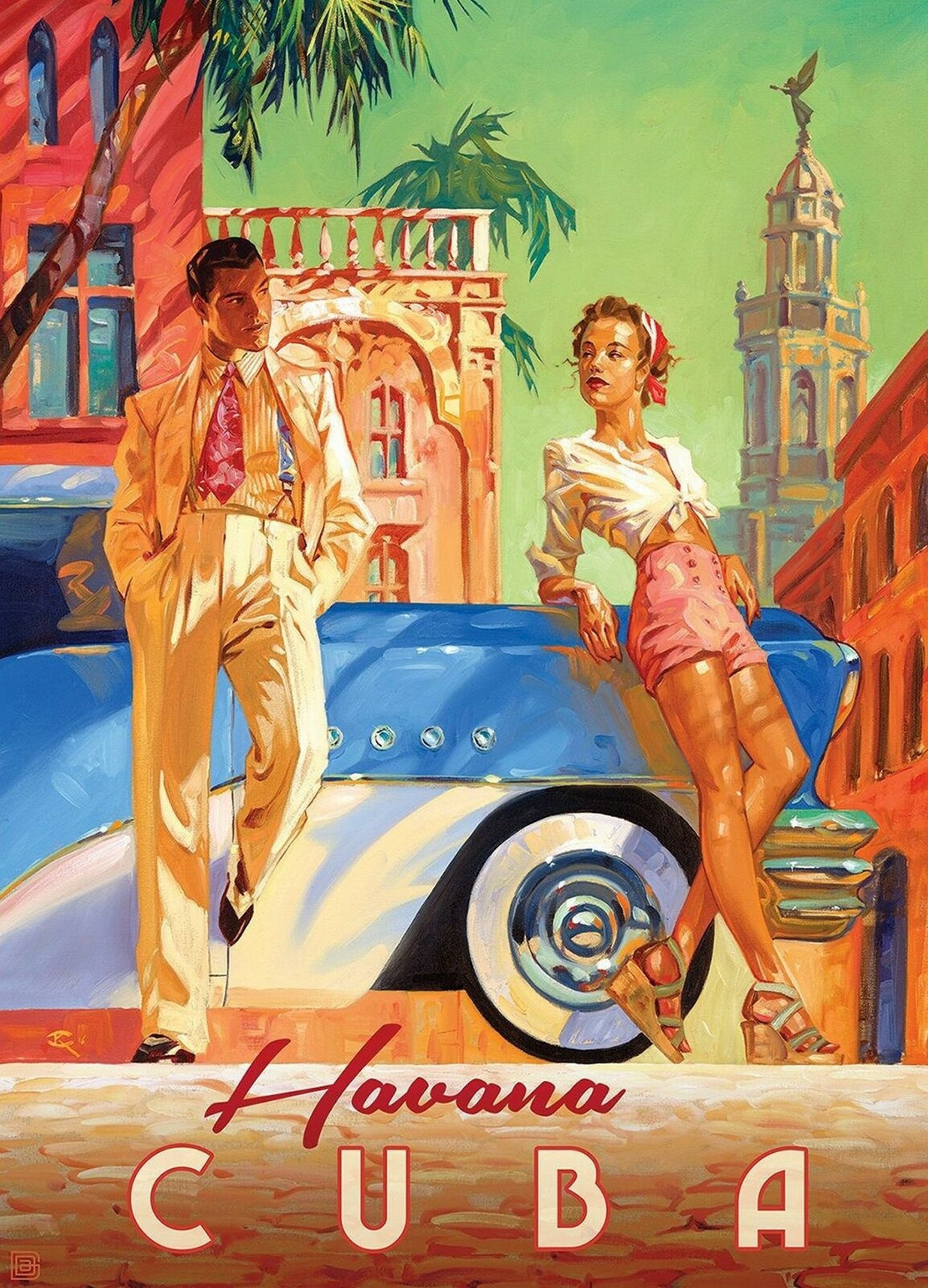 1930s Art Deco CUBA TRAVEL BORDERLESS Mini Poster Photo 
