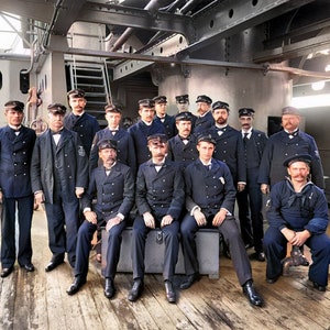 1900 BATTLESHIP TEXAS Chief Petty Officers Colorized Photo