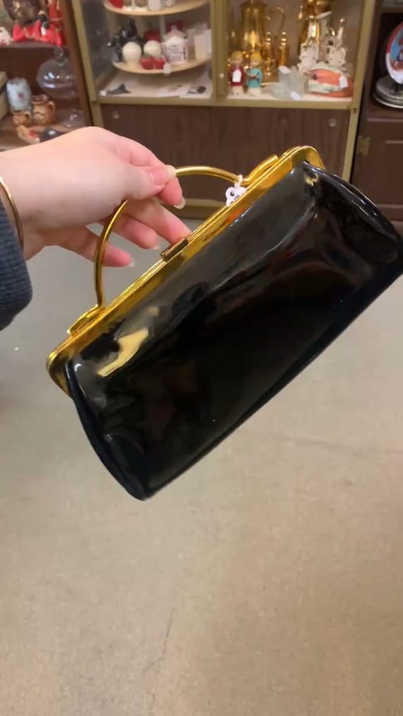 vintage black patent handbag - Gem