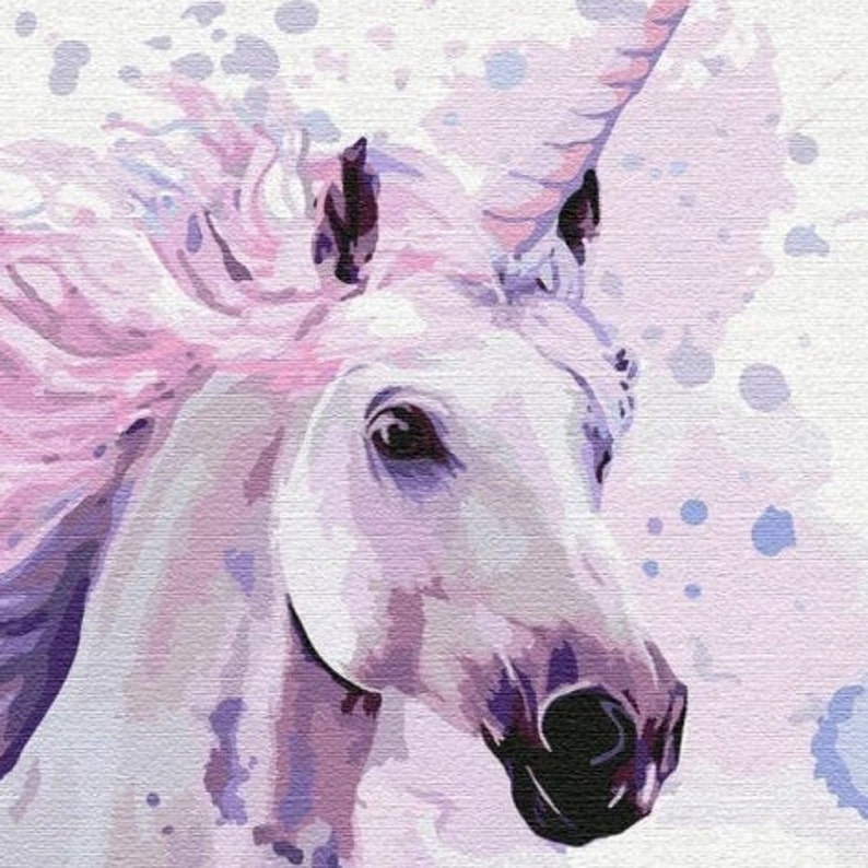Unicorn Paint by numbers kit Frame Canvas DIY Gift Painting Etsy