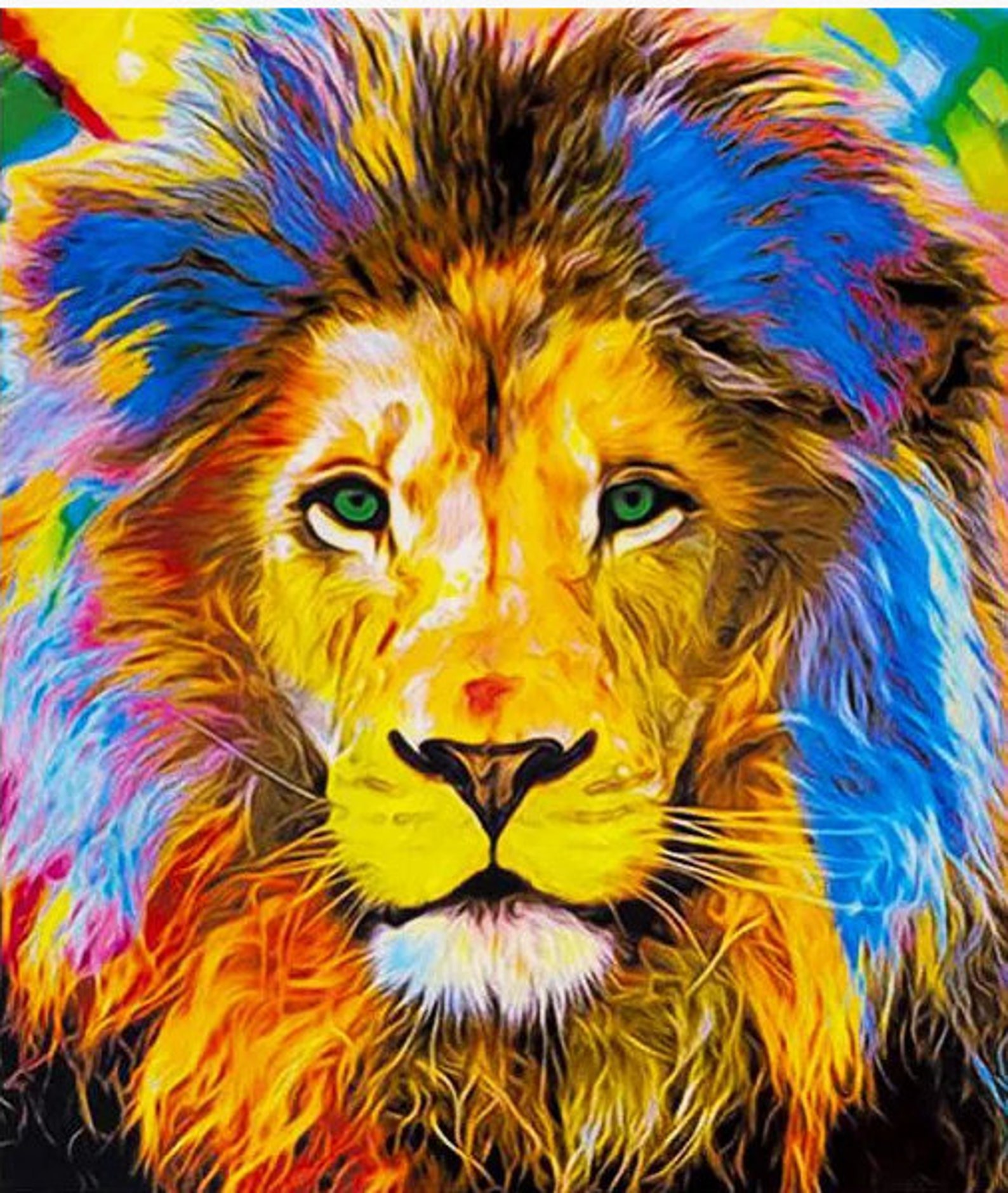 A lion Paint by numbers painting by numbers set gift DIY | Etsy